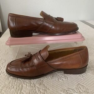 Johnson & Murphy Brown Leather Tassel Slip On Loafers Dress Shoes Men's 10.5 M